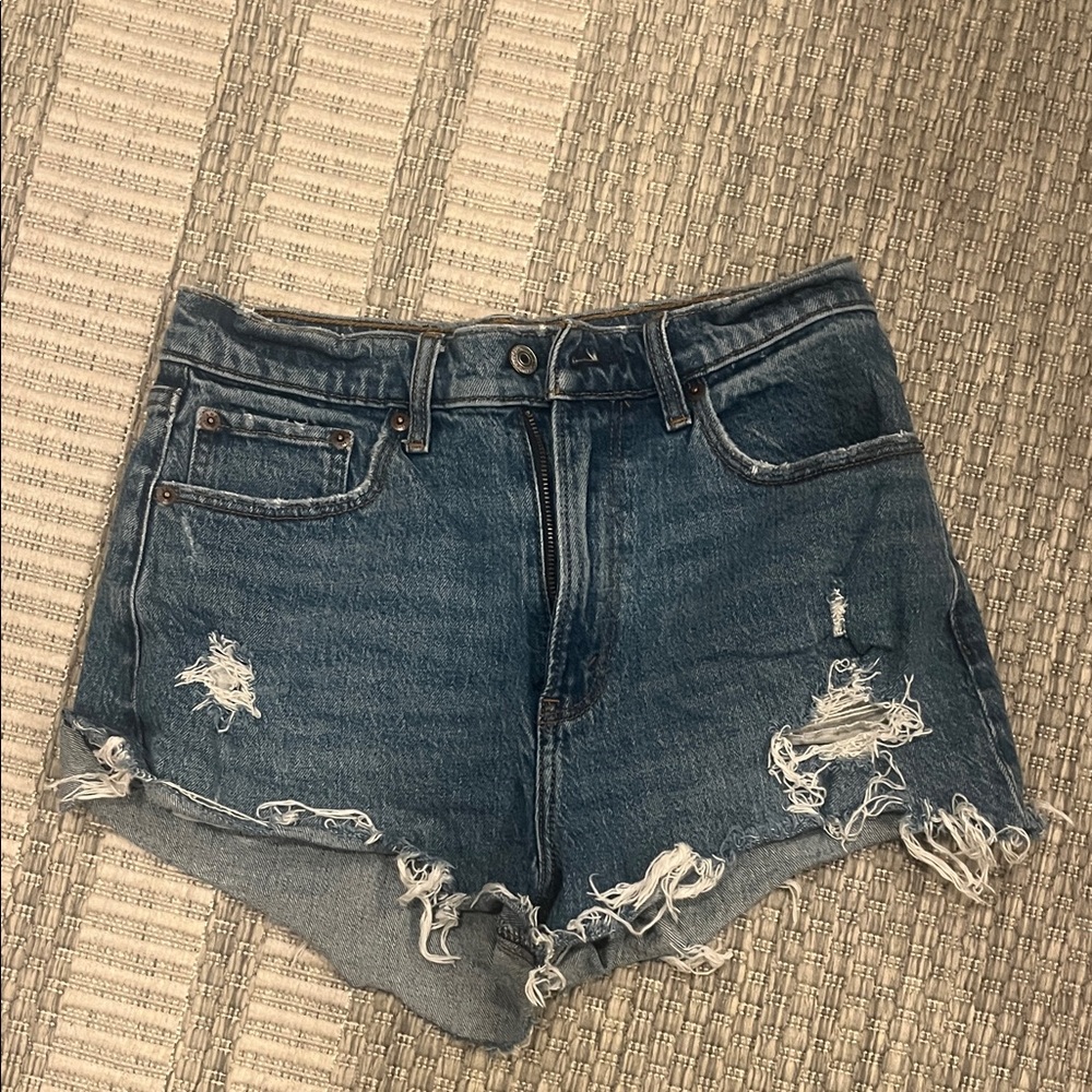 Abercrombie & Fitch Distressed Blue Jean Shorts